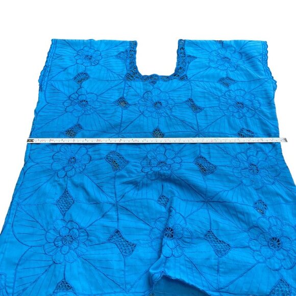 Mexican Blue Knit Embroidered Shirt Blouse Top with Camisole 2 Piece Set Size M - Picture 15 of 16